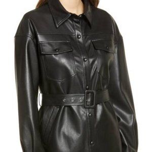 Sanctuary Faux Leather Belted Shirt Jacket New with Tags